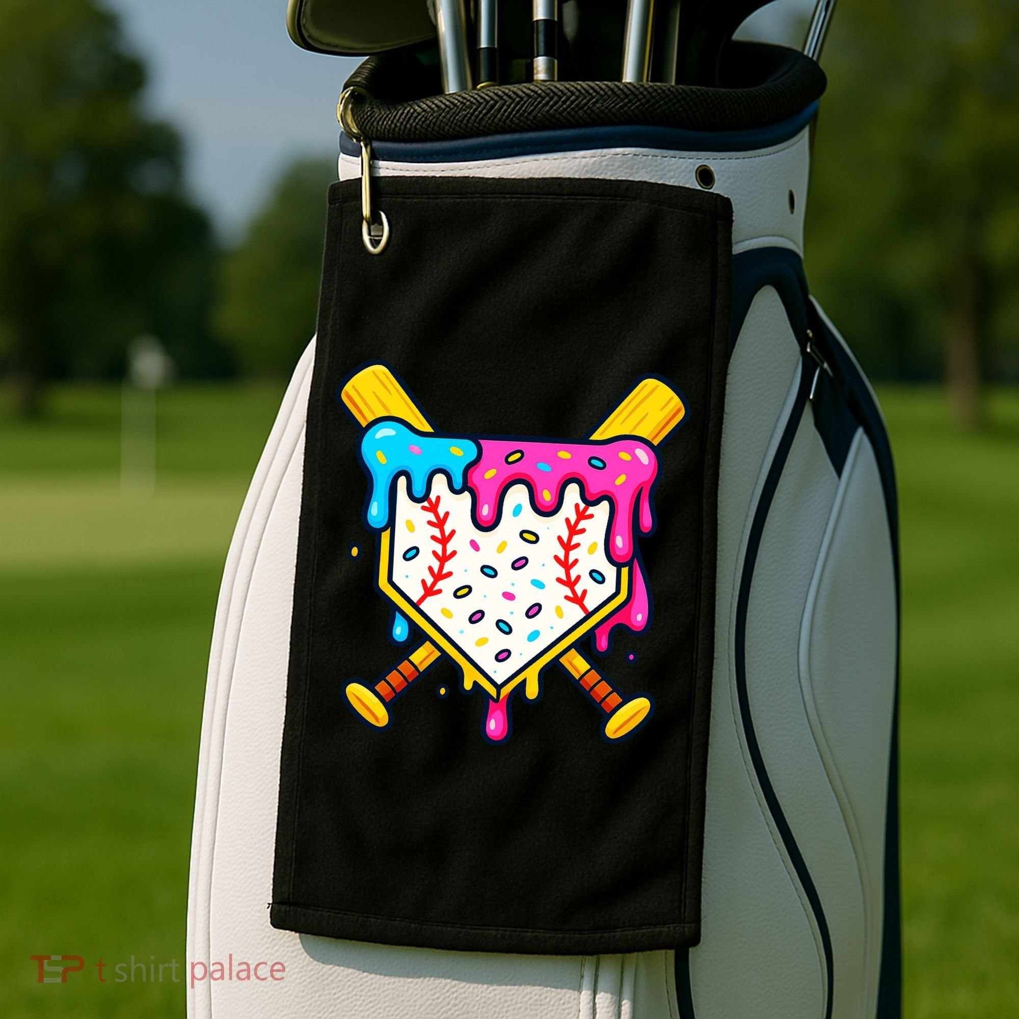 Ice Cream Drip Baseball Bat Home Plate Cool Golf Towel