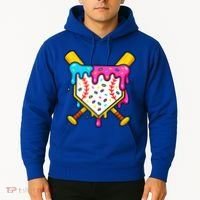 Ice Cream Drip Baseball Bat Home Plate Cool Hoodie thumb 2