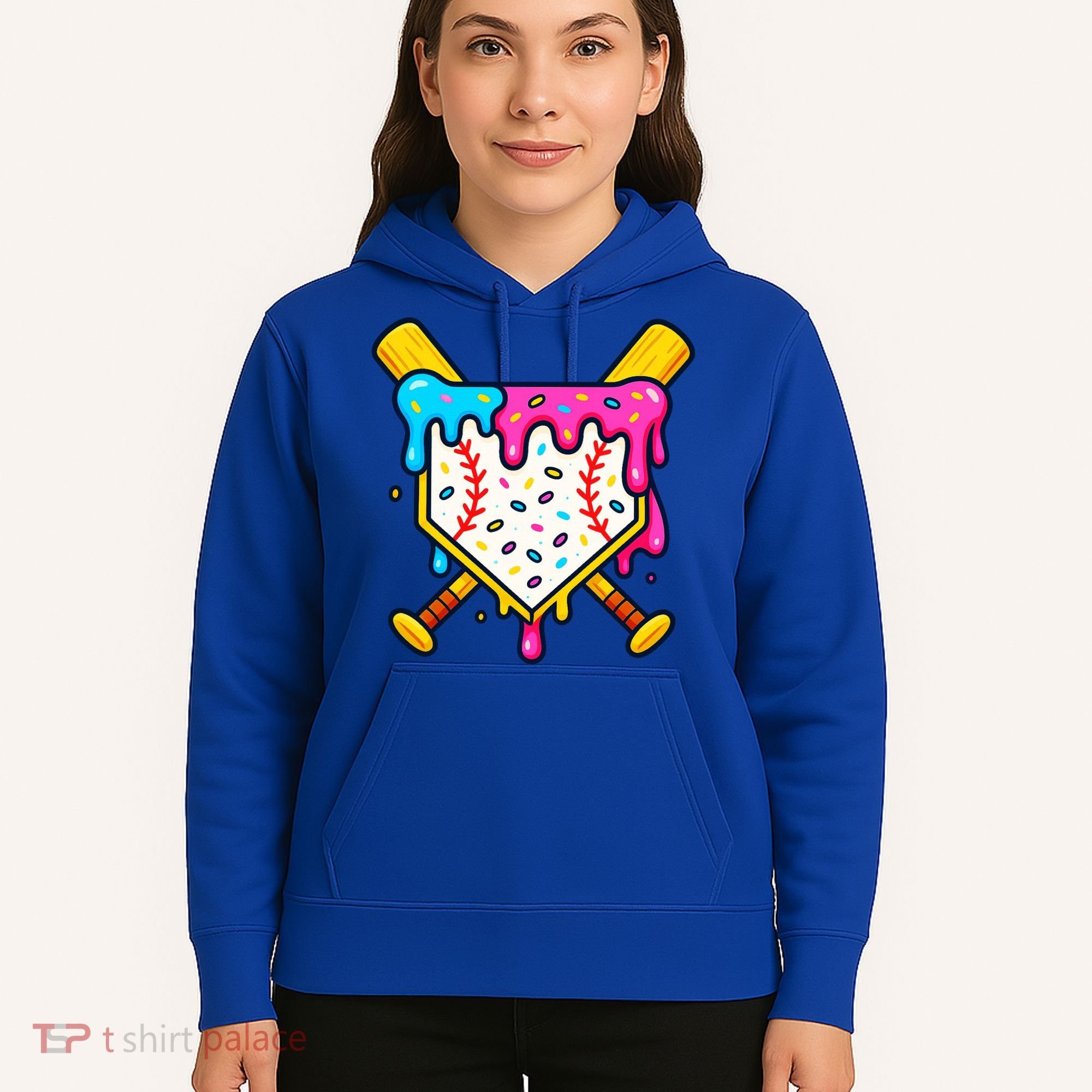 Ice Cream Drip Baseball Bat Home Plate Cool Hoodie