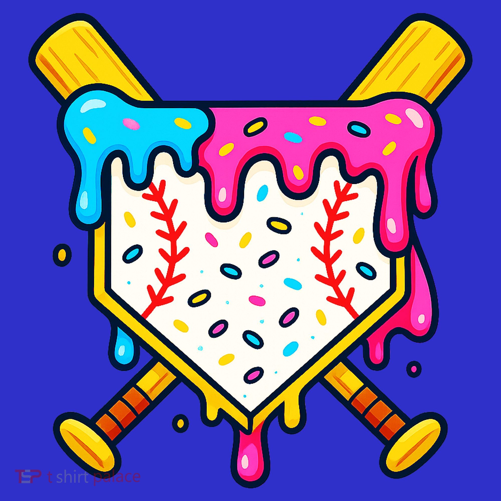 Ice Cream Drip Baseball Bat Home Plate Cool Button
