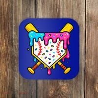 Ice Cream Drip Baseball Bat Home Plate Cool Coaster thumb 0