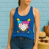 Ice Cream Drip Baseball Bat Home Plate Cool Women's Tank Top thumb 2