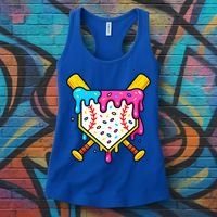 Ice Cream Drip Baseball Bat Home Plate Cool Women's Tank Top thumb 3