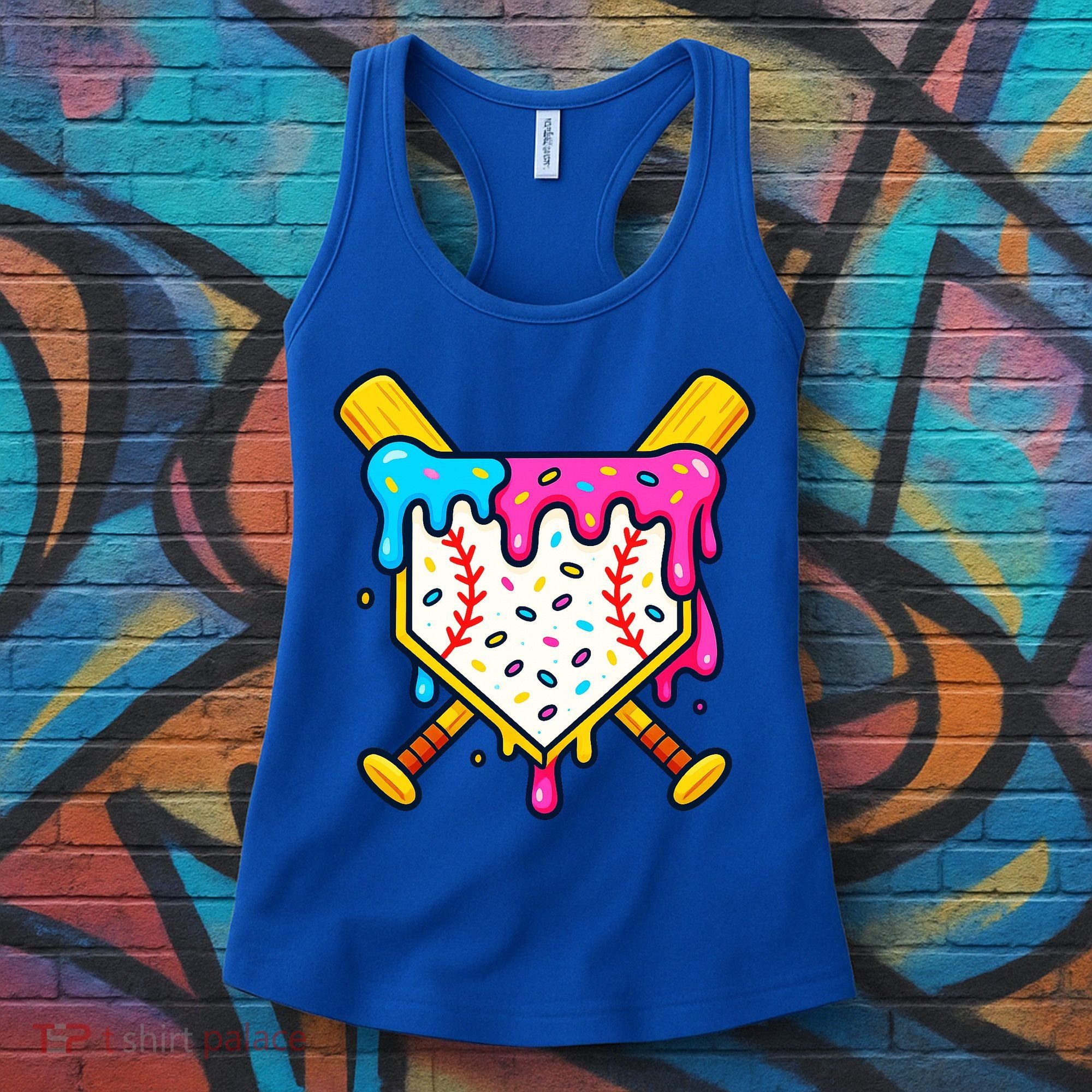 Ice Cream Drip Baseball Bat Home Plate Cool Women's Tank Top