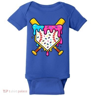 Ice Cream Drip Baseball Bat Home Plate Cool Baby Bodysuit