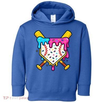Ice Cream Drip Baseball Bat Home Plate Cool Toddler Hoodie