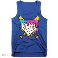Ice Cream Drip Baseball Bat Home Plate Cool Tank Top thumb 0