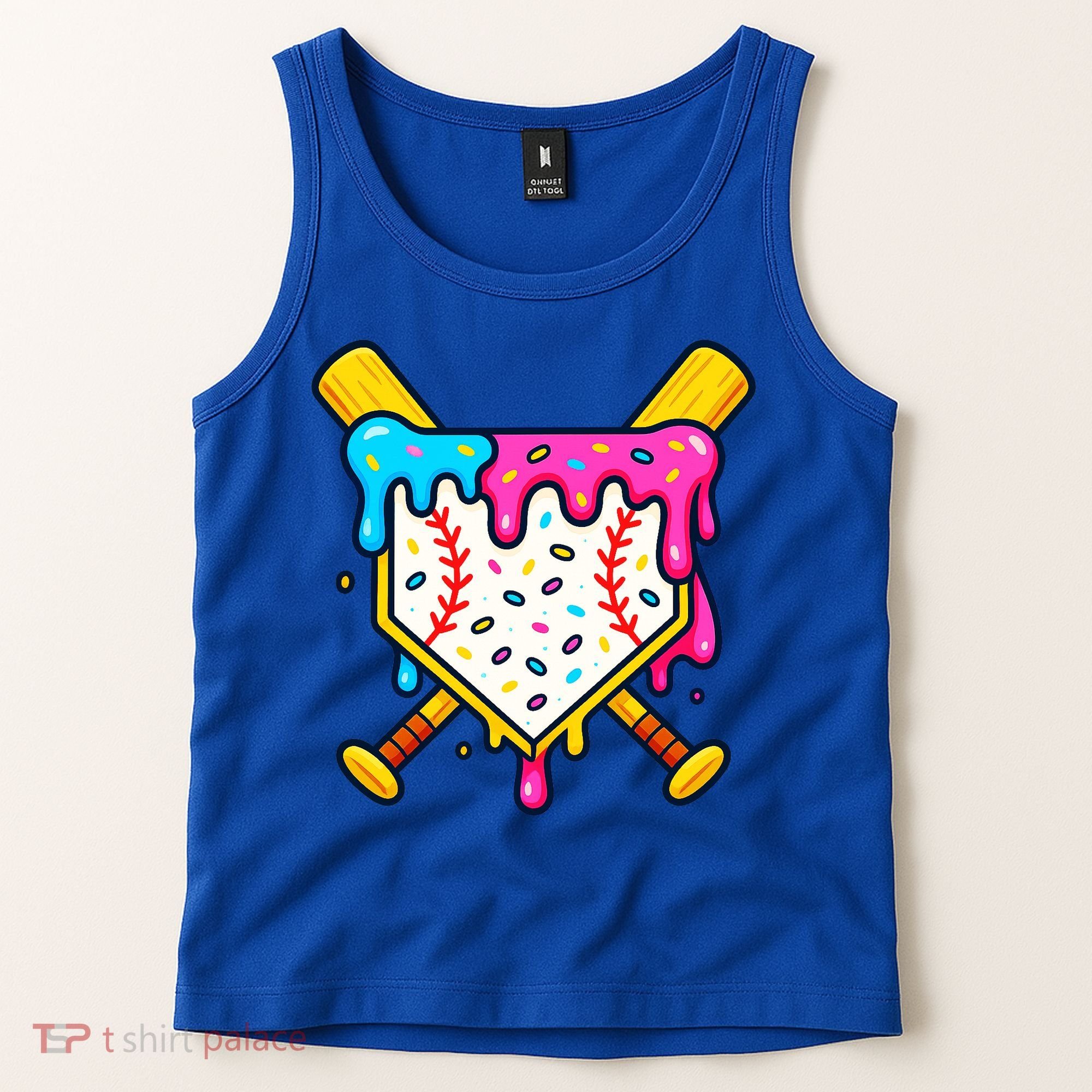 Ice Cream Drip Baseball Bat Home Plate Cool Tank Top