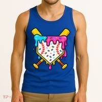 Ice Cream Drip Baseball Bat Home Plate Cool Tank Top thumb 3