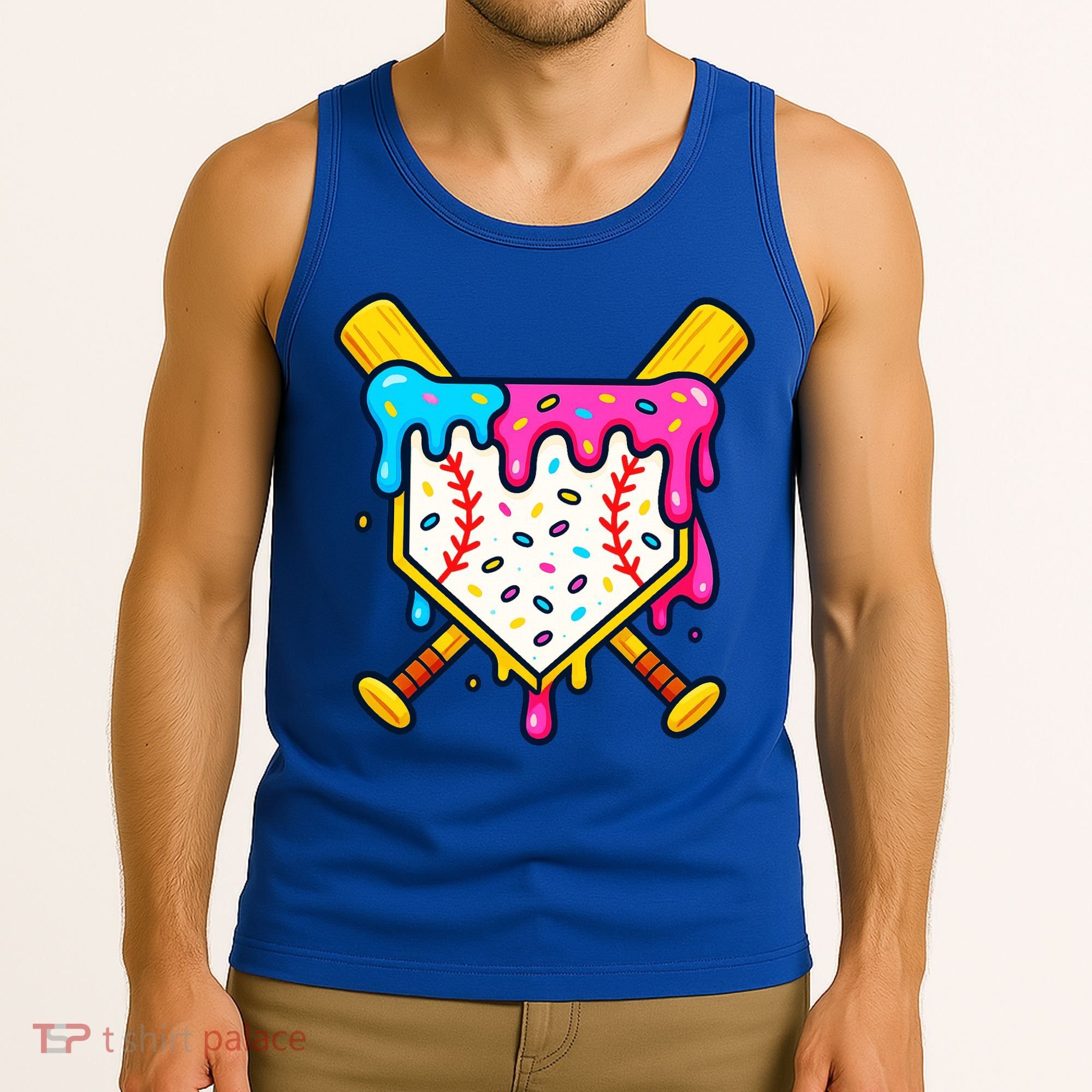 Ice Cream Drip Baseball Bat Home Plate Cool Tank Top