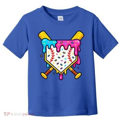 Ice Cream Drip Baseball Bat Home Plate Cool Toddler T-Shirt