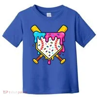 Ice Cream Drip Baseball Bat Home Plate Cool Toddler T-Shirt thumb 0