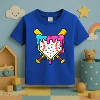 Ice Cream Drip Baseball Bat Home Plate Cool Toddler T-Shirt thumb 3