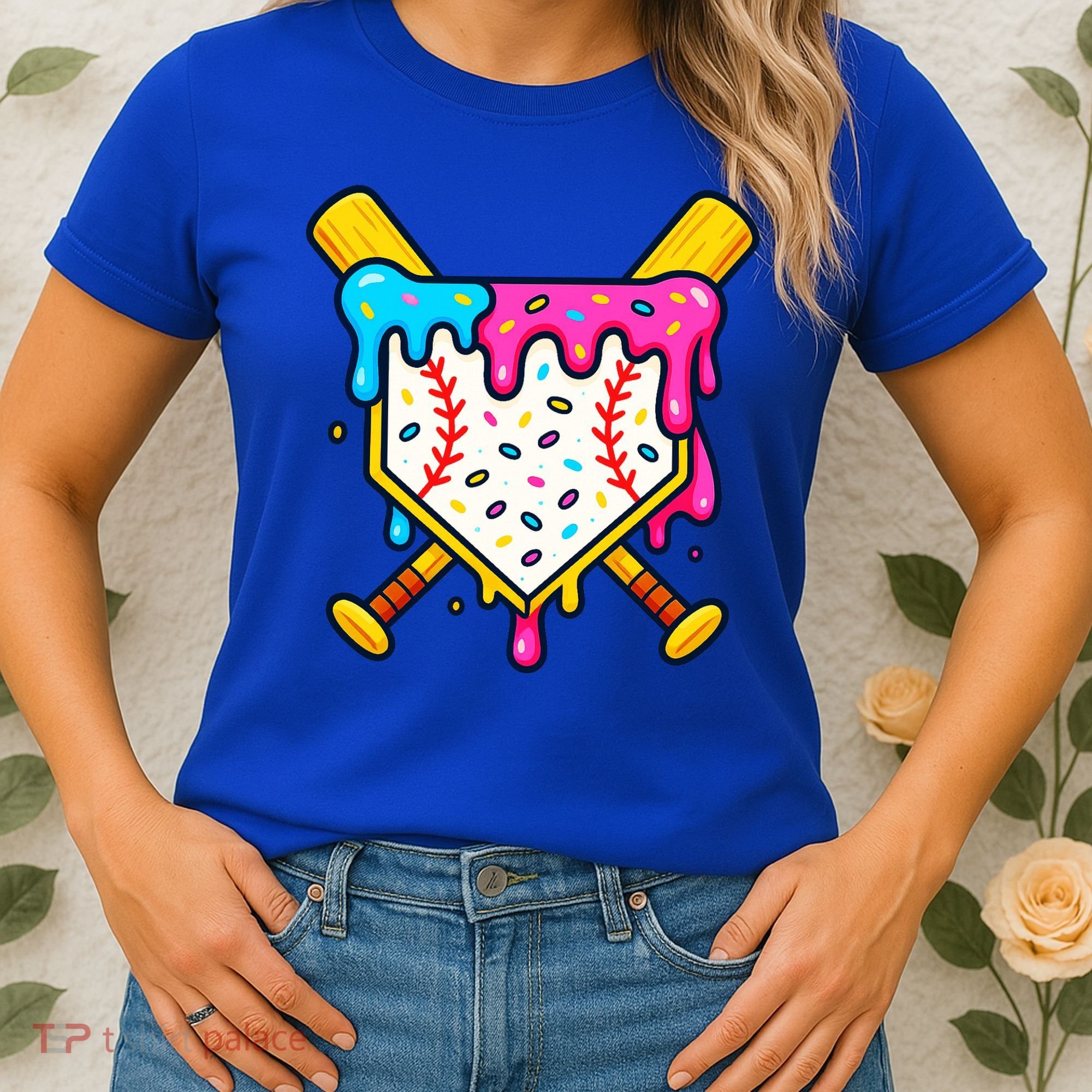 Ice Cream Drip Baseball Bat Home Plate Cool Women's T-Shirt