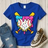 Ice Cream Drip Baseball Bat Home Plate Cool Women's T-Shirt thumb 3