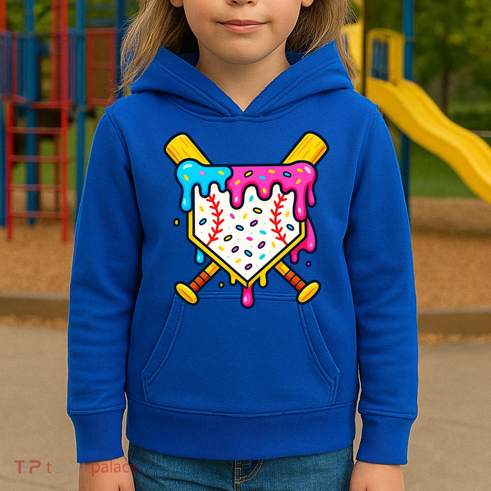Ice Cream Drip Baseball Bat Home Plate Cool Kids Hoodie