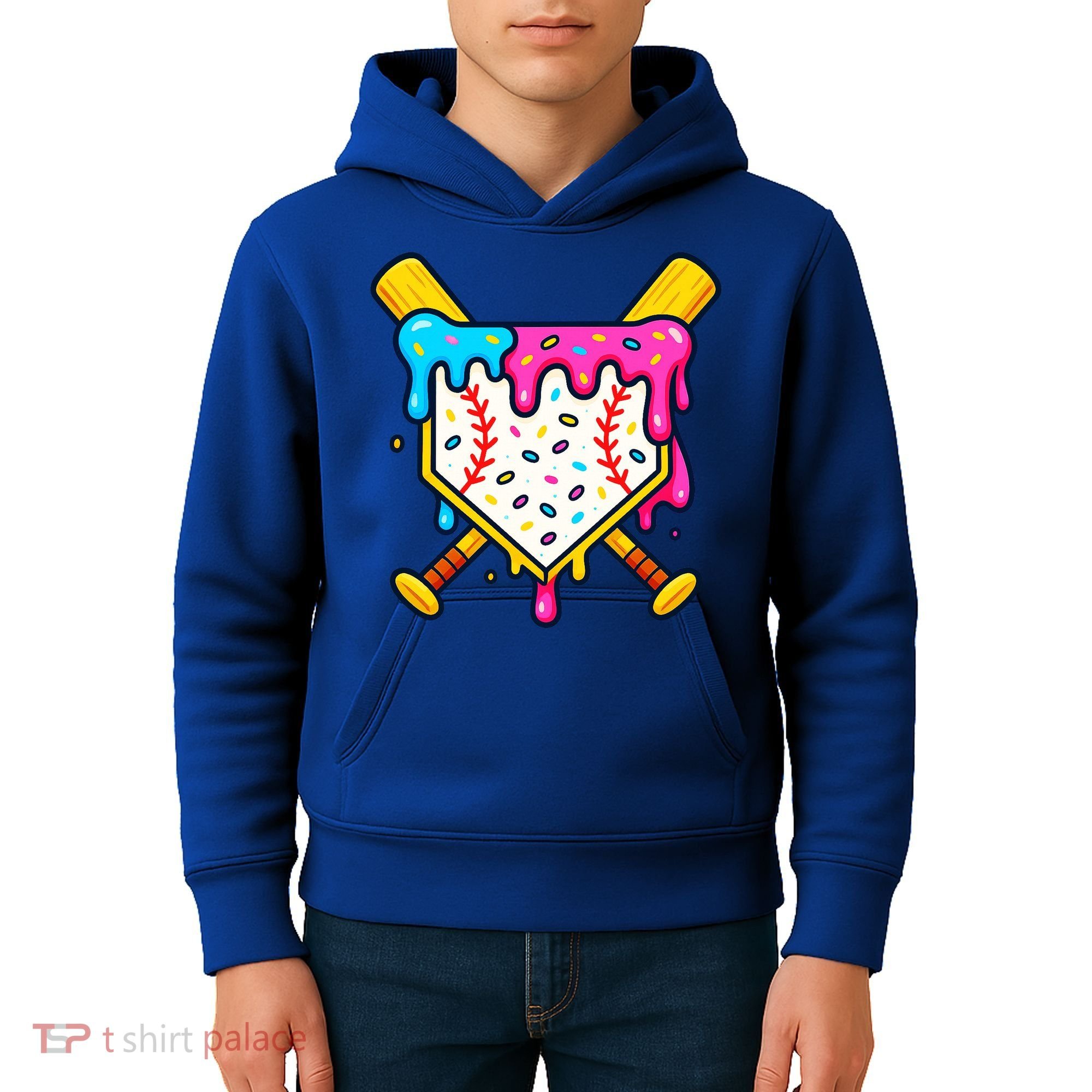 Ice Cream Drip Baseball Bat Home Plate Cool Kids Hoodie