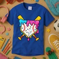 Ice Cream Drip Baseball Bat Home Plate Cool Kids T-Shirt thumb 3