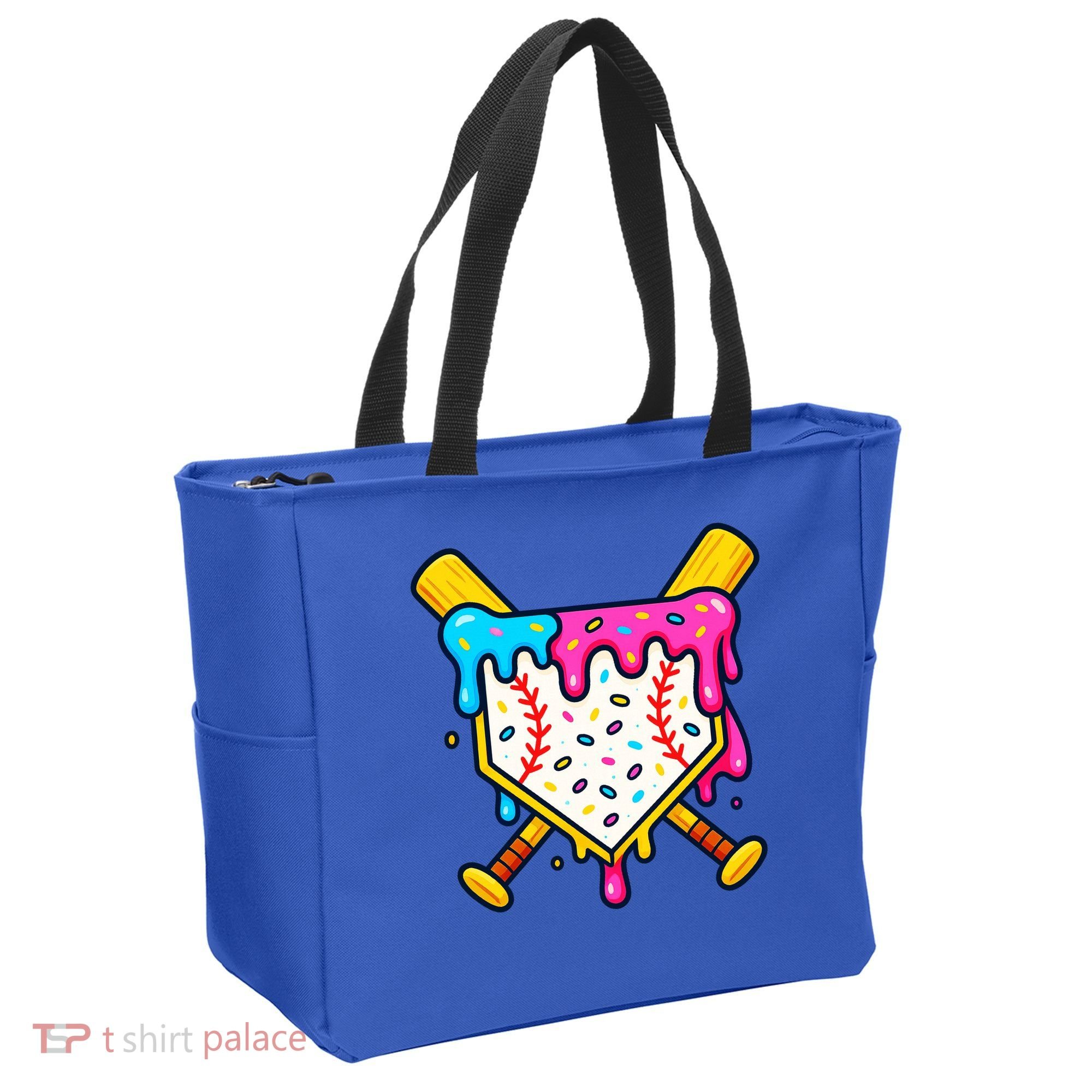 Ice Cream Drip Baseball Bat Home Plate Cool Tote Bag