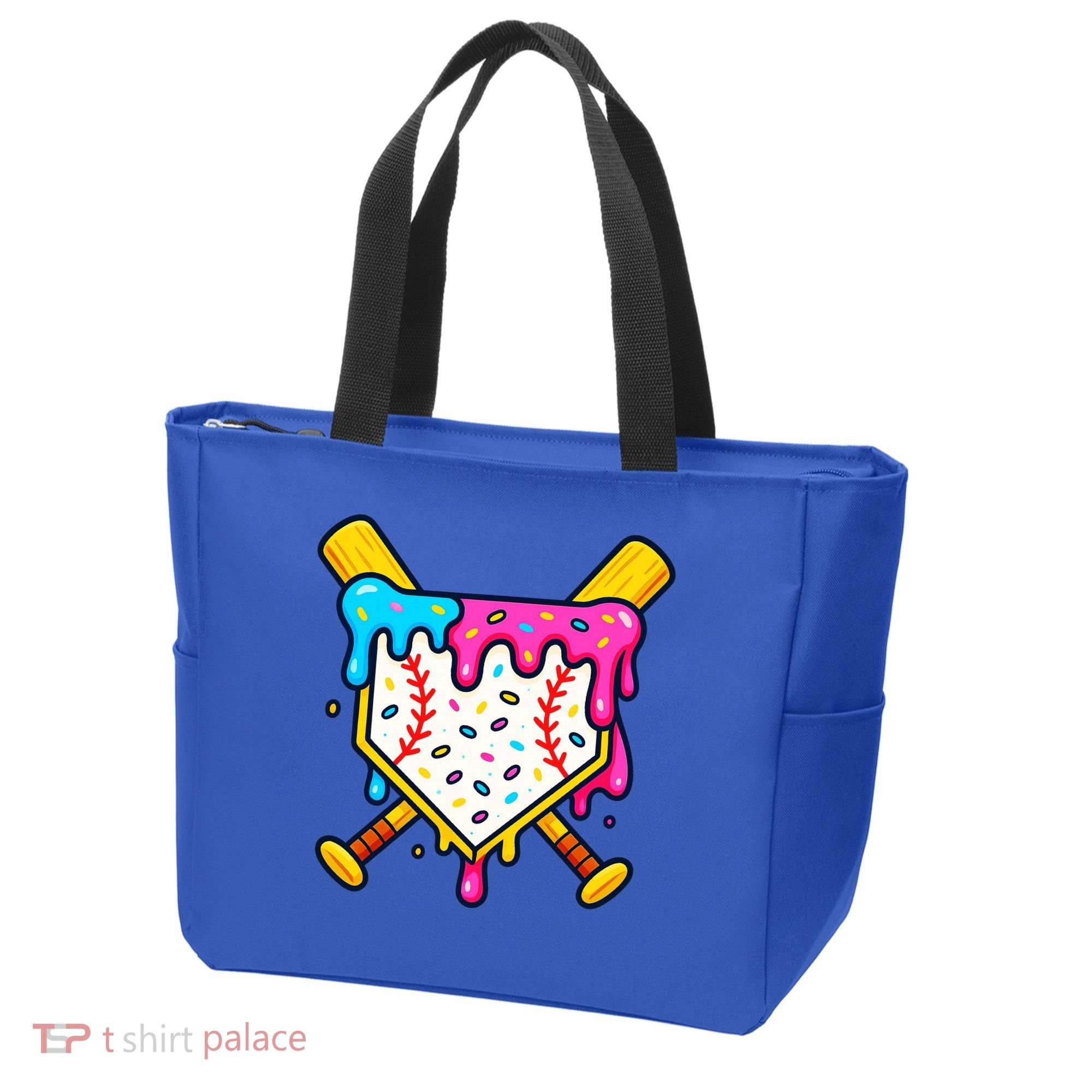Ice Cream Drip Baseball Bat Home Plate Cool Tote Bag