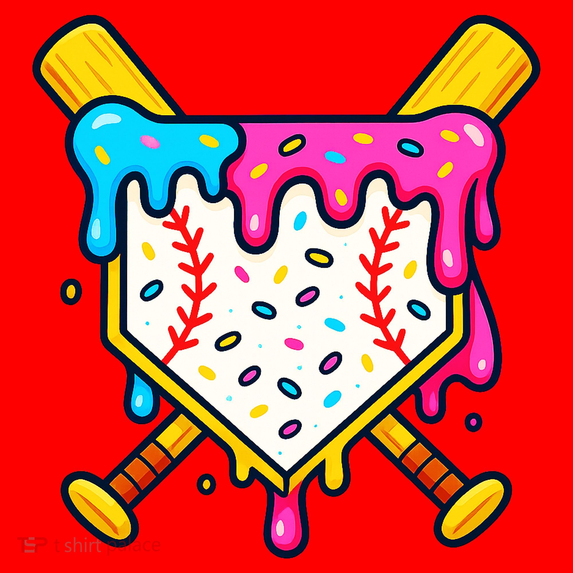 Ice Cream Drip Baseball Bat Home Plate Cool Santa Hat