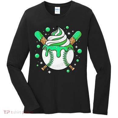 Ice Cream Drip Baseball Stuff Stuff Baseball Women's Long Sleeve Shirt