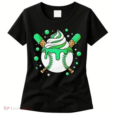 Ice Cream Drip Baseball Stuff Stuff Baseball Women's T-Shirt