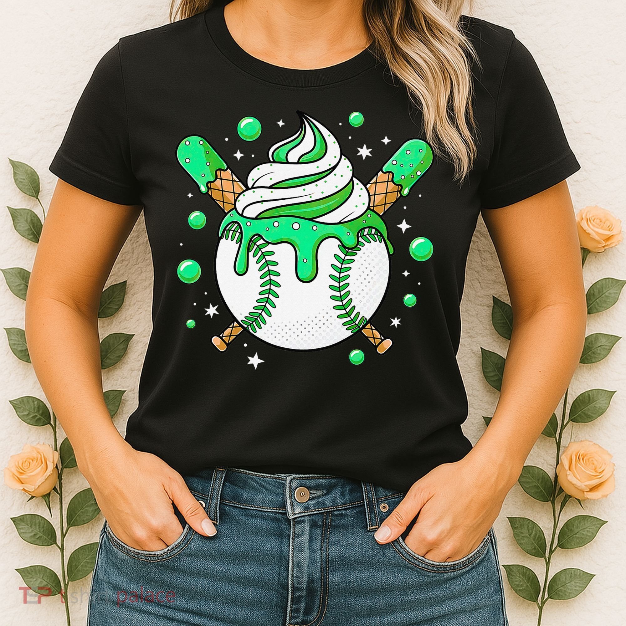 Ice Cream Drip Baseball Stuff Stuff Baseball Women's T-Shirt