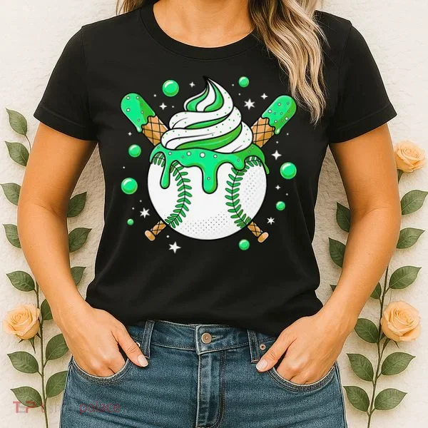 Ice Cream Drip Baseball Stuff Stuff Baseball Women's T-Shirt