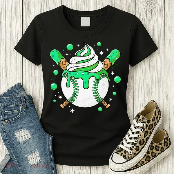 Ice Cream Drip Baseball Stuff Stuff Baseball Women's T-Shirt