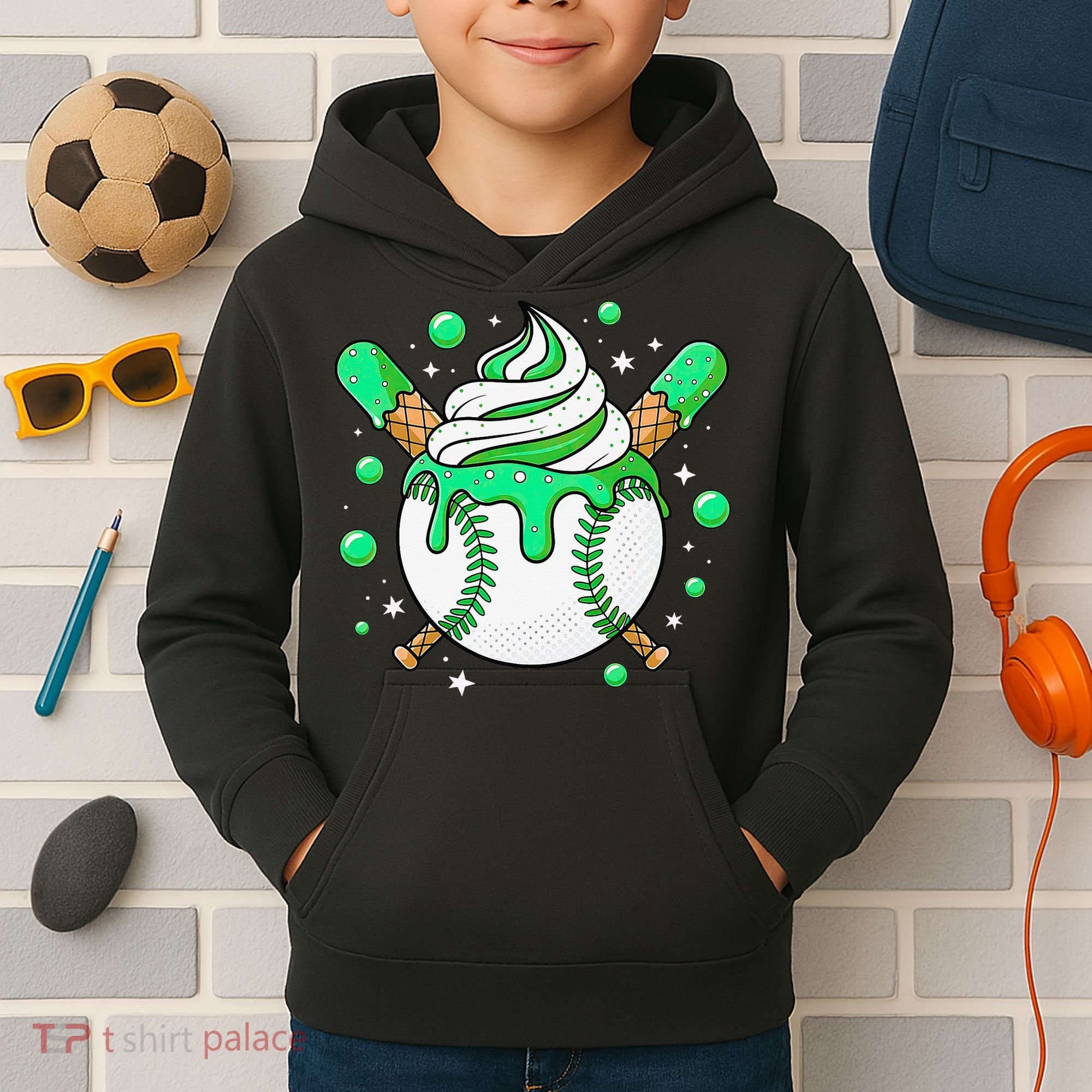 Ice Cream Drip Baseball Stuff Stuff Baseball Kids Hoodie