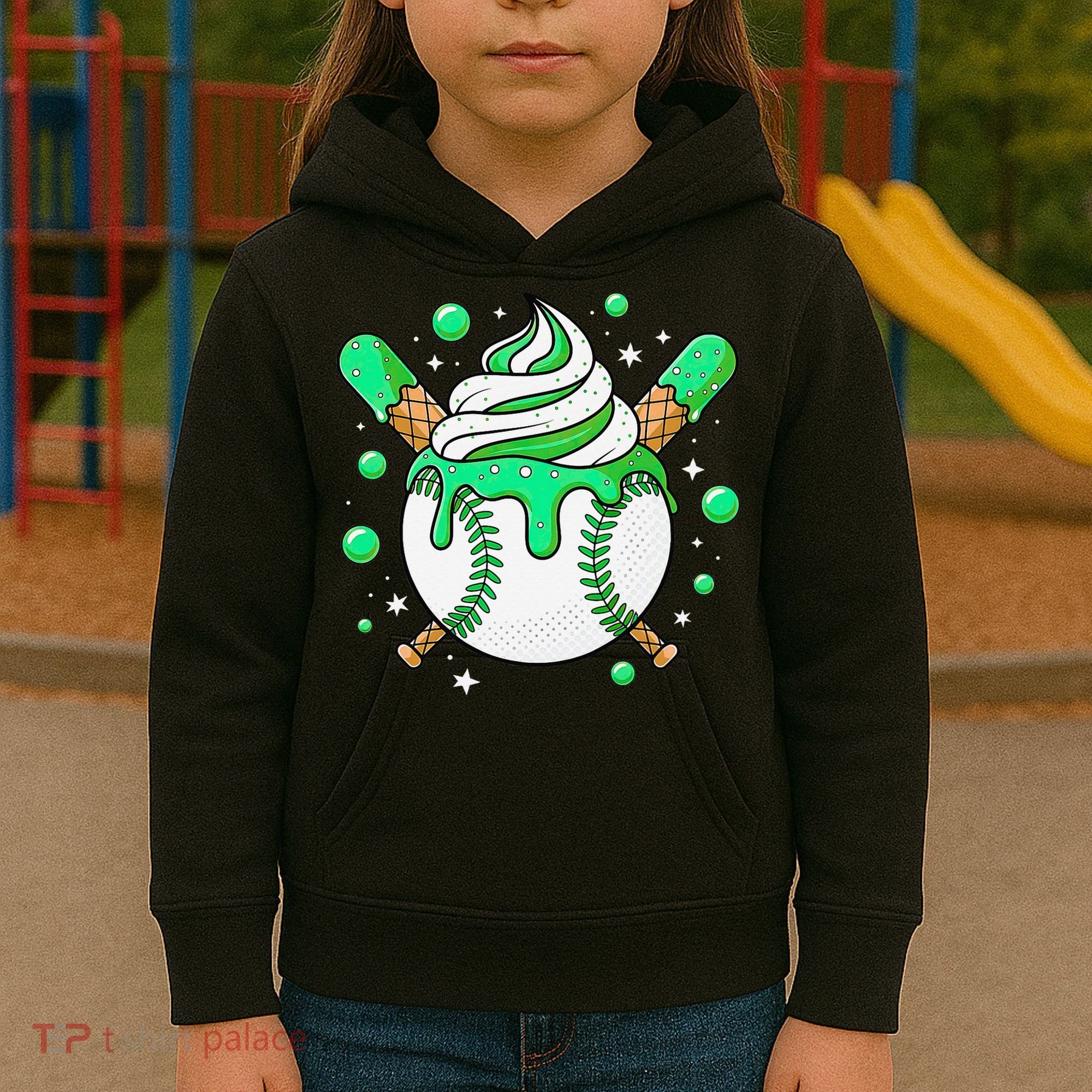 Ice Cream Drip Baseball Stuff Stuff Baseball Kids Hoodie