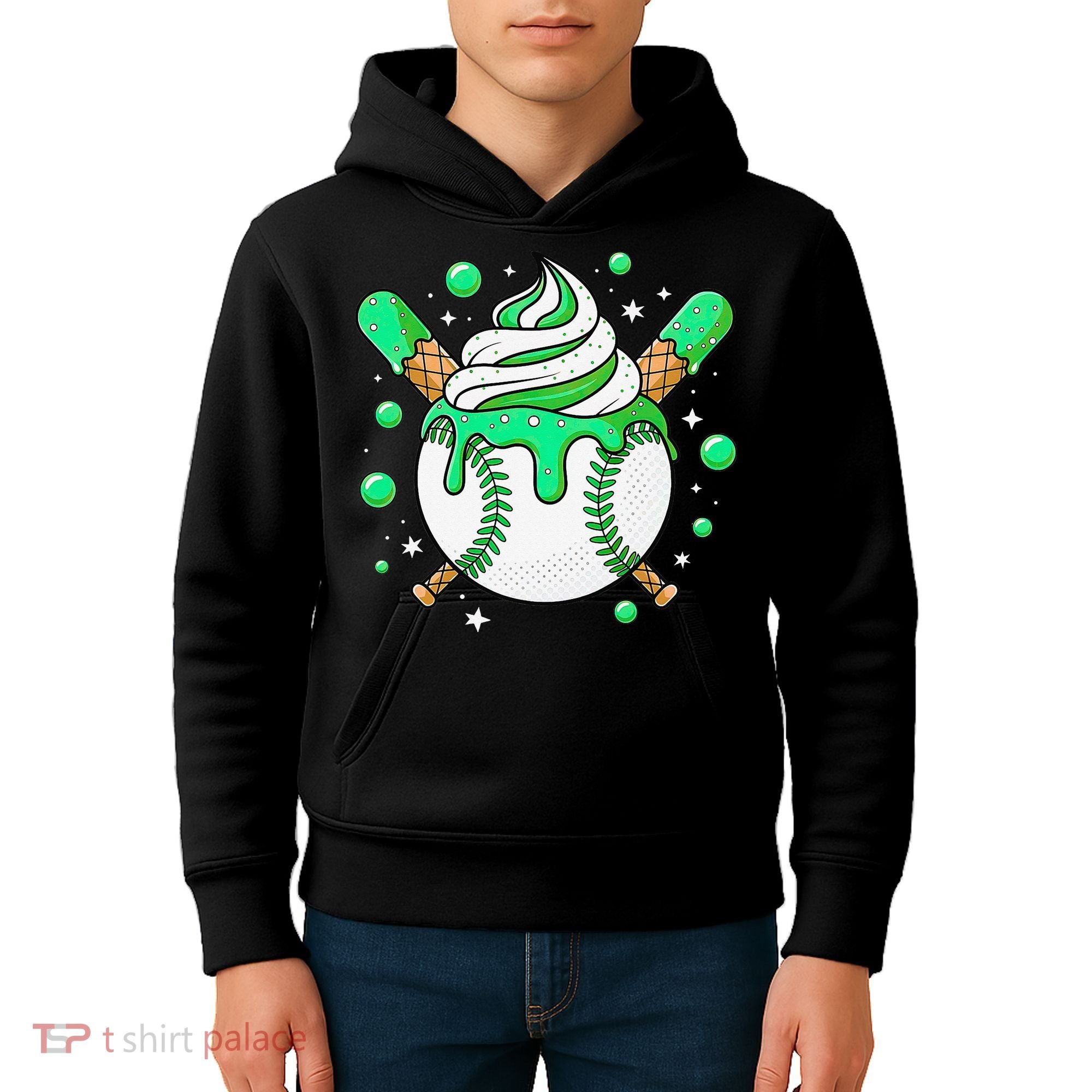 Ice Cream Drip Baseball Stuff Stuff Baseball Kids Hoodie