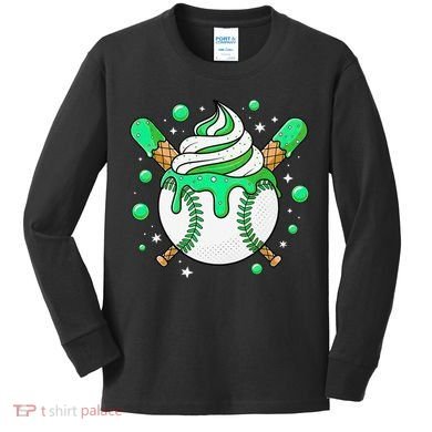 Ice Cream Drip Baseball Stuff Stuff Baseball Kids Long Sleeve Shirt