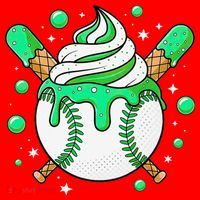 Ice Cream Drip Baseball Stuff Stuff Baseball Santa Hat thumb 1