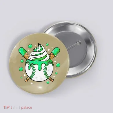 Ice Cream Drip Baseball Stuff Stuff Baseball Button