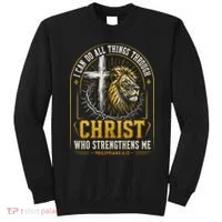 I Can Do All Things Through Christ Lion Cross Sweatshirt thumb 0