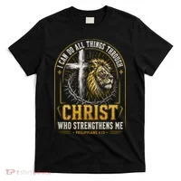 I Can Do All Things Through Christ Lion Cross T-Shirt thumb 0