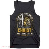 I Can Do All Things Through Christ Lion Cross Tank Top thumb 0