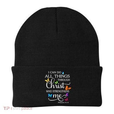 I Can Do All Things Through Christ Butterfly Art Gift Religious Cool Gift Beanie
