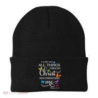 I Can Do All Things Through Christ Butterfly Art Gift Religious Cool Gift Beanie thumb 0