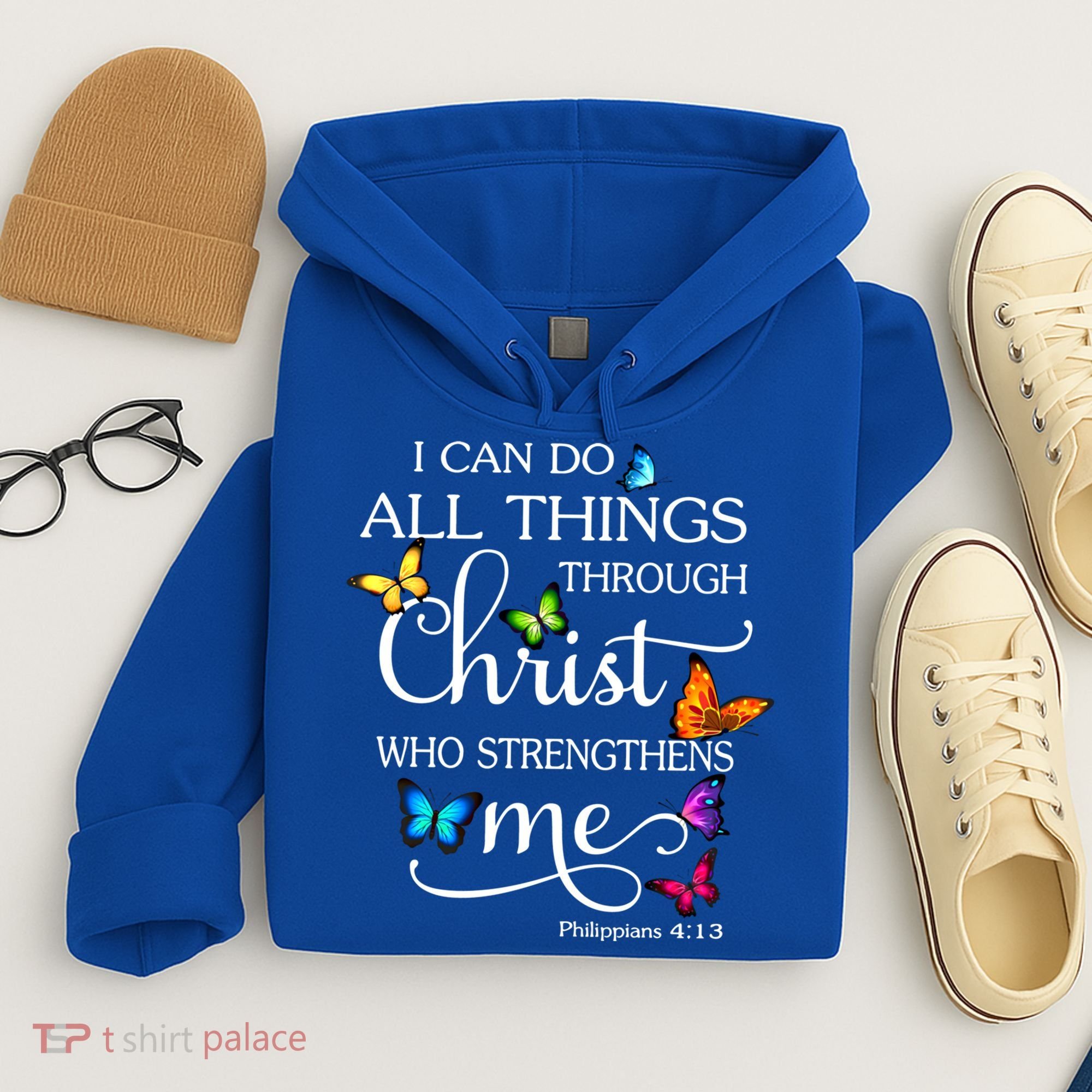 I Can Do All Things Through Christ Butterfly Art Gift Religious Cool Gift Hoodie