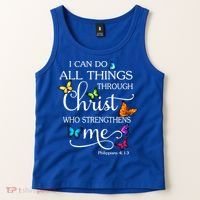 I Can Do All Things Through Christ Butterfly Art Gift Religious Cool Gift Tank Top thumb 2