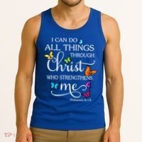 I Can Do All Things Through Christ Butterfly Art Gift Religious Cool Gift Tank Top thumb 3