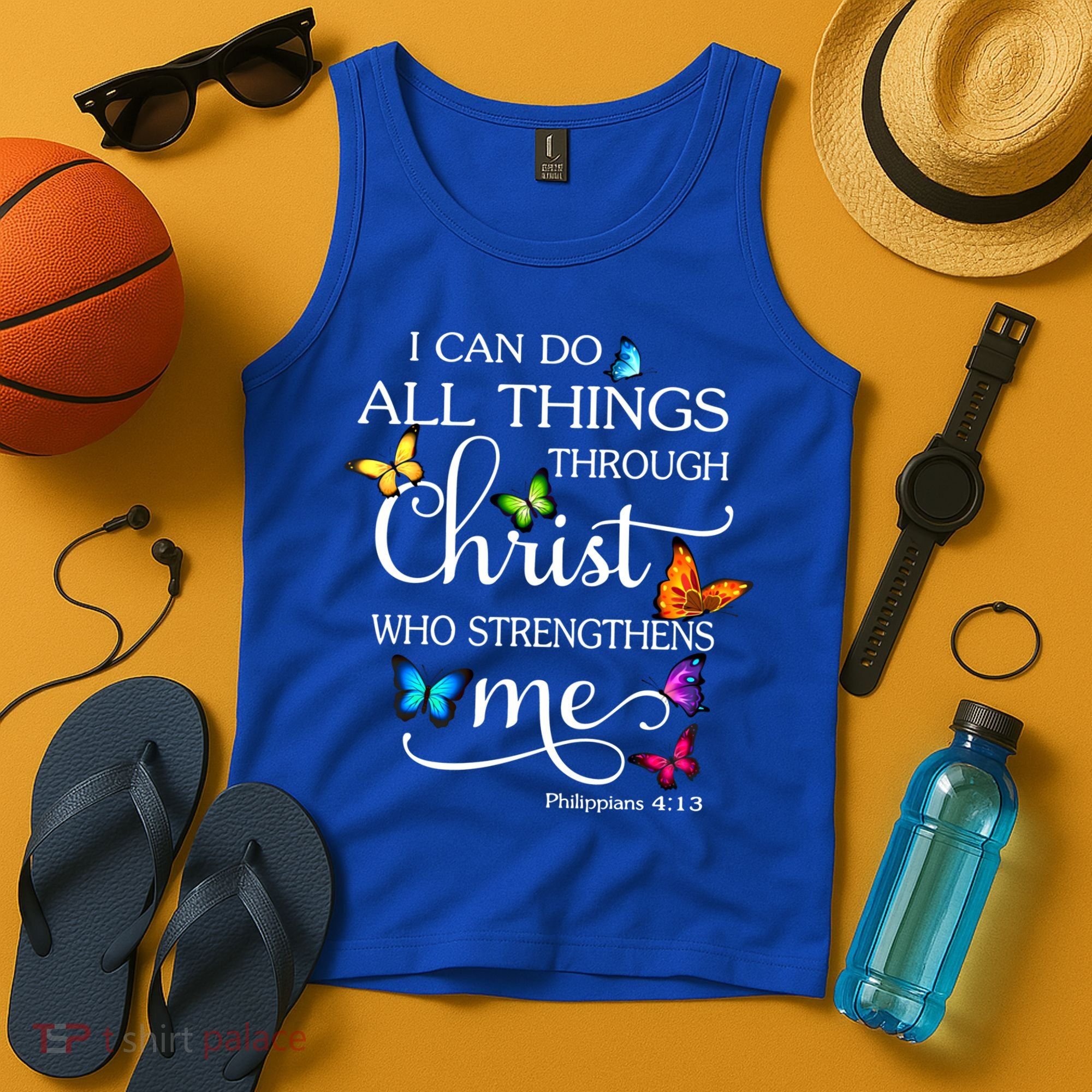 I Can Do All Things Through Christ Butterfly Art Gift Religious Cool Gift Tank Top