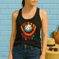 Ice Cream Dripping Candy Sprinkles Baseball Stuff Women's Tank Top thumb 2