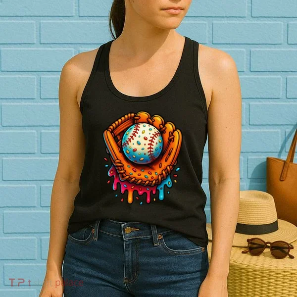 Ice Cream Dripping Candy Sprinkles Baseball Stuff Women's Tank Top