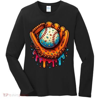 Ice Cream Dripping Candy Sprinkles Baseball Stuff Women's Long Sleeve Shirt