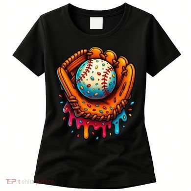 Ice Cream Dripping Candy Sprinkles Baseball Stuff Women's T-Shirt