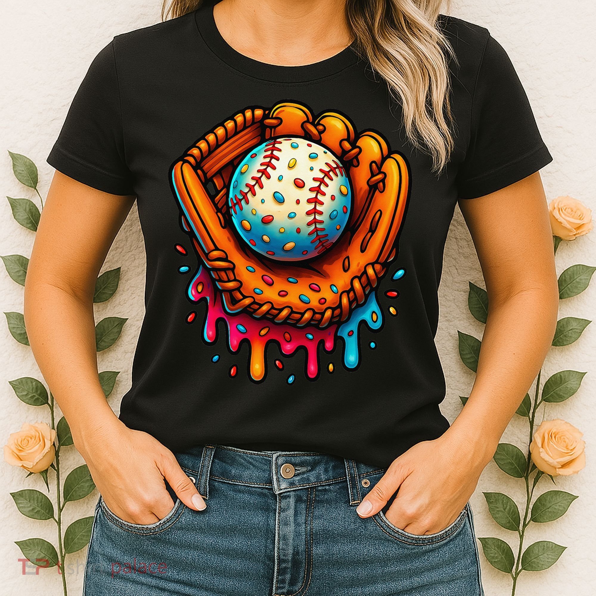Ice Cream Dripping Candy Sprinkles Baseball Stuff Women's T-Shirt